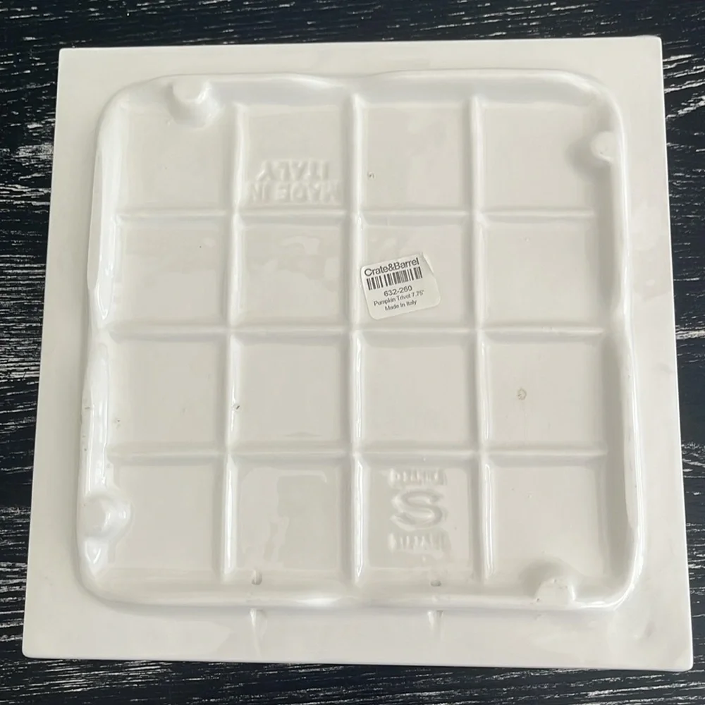 Crate & Barrel white pumpkin trivet or wall hanging. Made in Italy